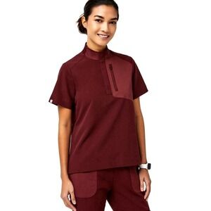 NEW! Figs Jundah Medical Scrub Top Burgundy Red SZ XS